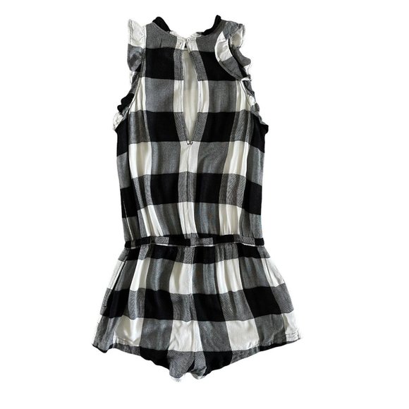 Cloth & Stone Buffalo Check Romper Black White Anthropologie Small Pockets $128 - Picture 9 of 12
